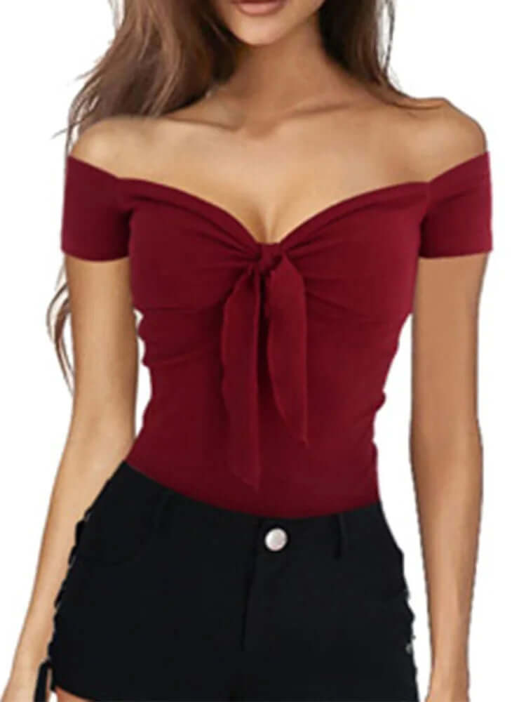 Sexy Slim Off Shoulder T-Shirt - Viva Bella