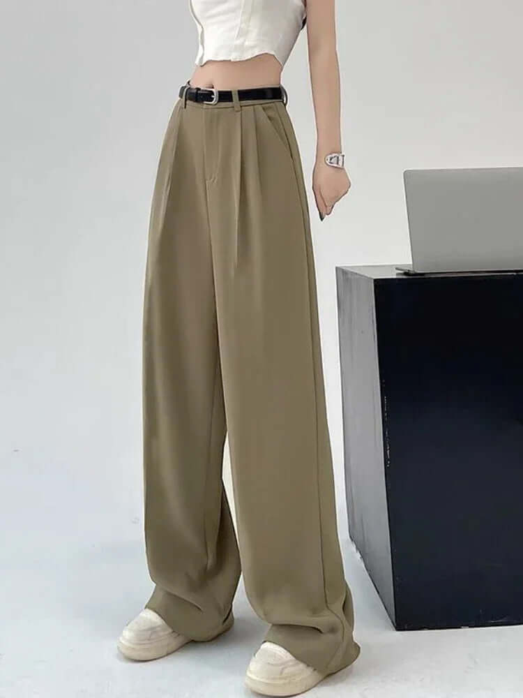 High Waist Loose Straight Trouser - Viva Bella