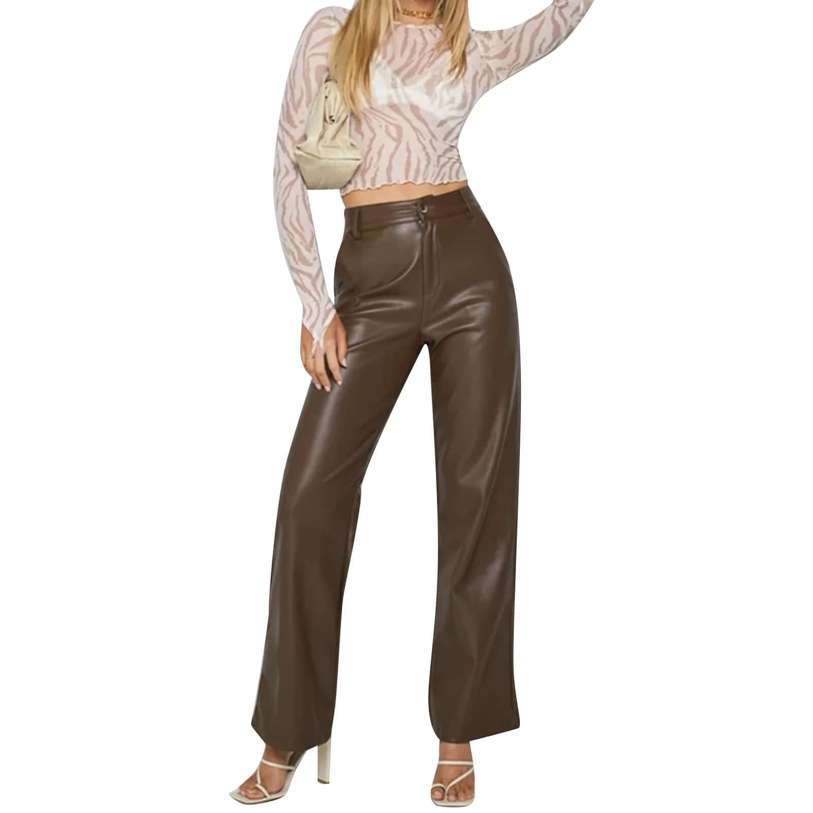 High-Waist PU Leather Trousers – Edgy & Comfortable - Viva Bella