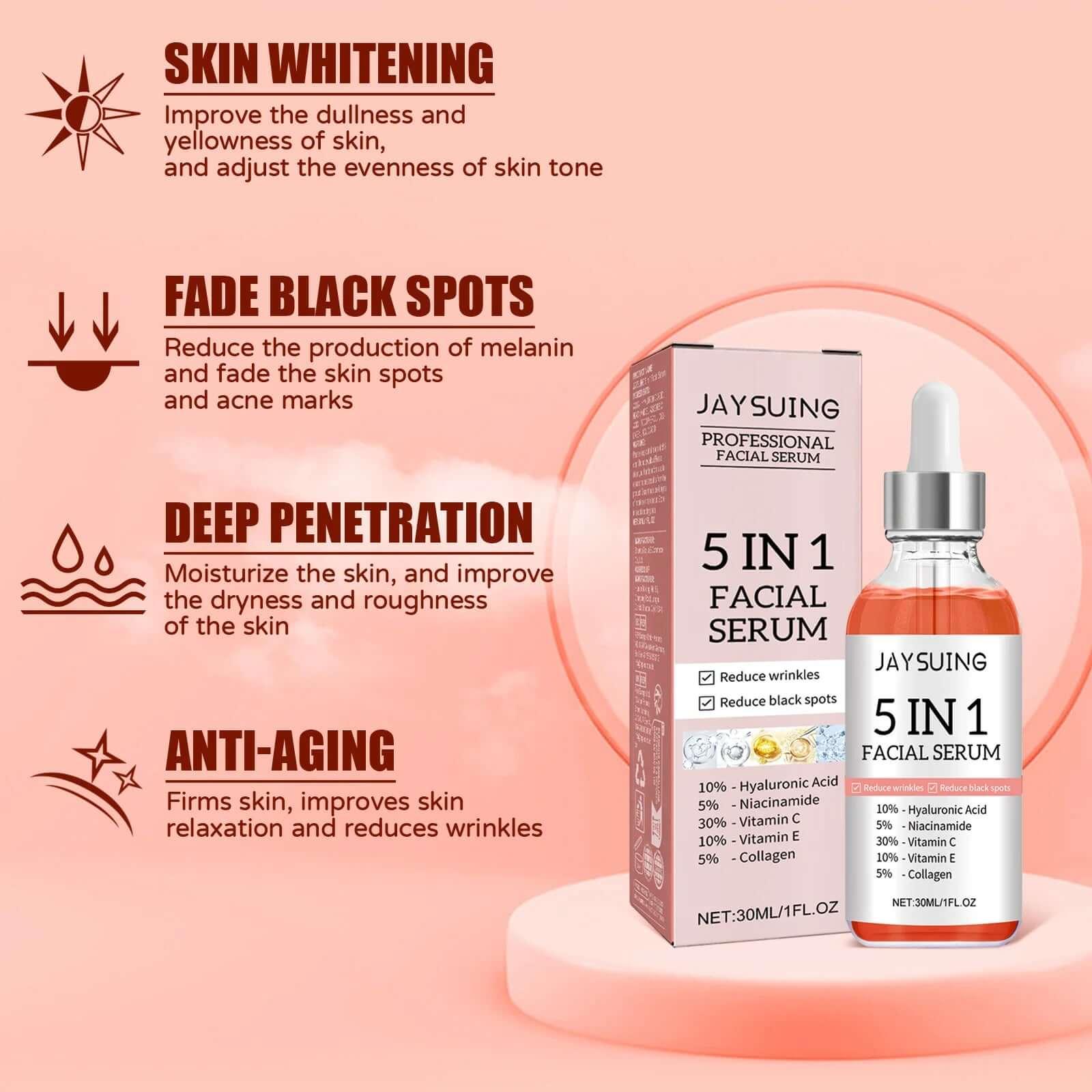 5 In 1 Facial Serum Fade Fine Lines - Viva Bella