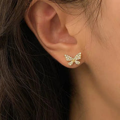 Rhinestone Butterfly Stud Earrings - Viva Bella