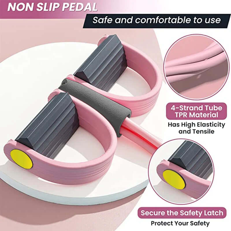 Four-Tube Pedal Tensioner Multi-Functional Household Fitness Equipment Yoga Abdominal Strengthening Elastic Band Tension Rope - Viva Bella