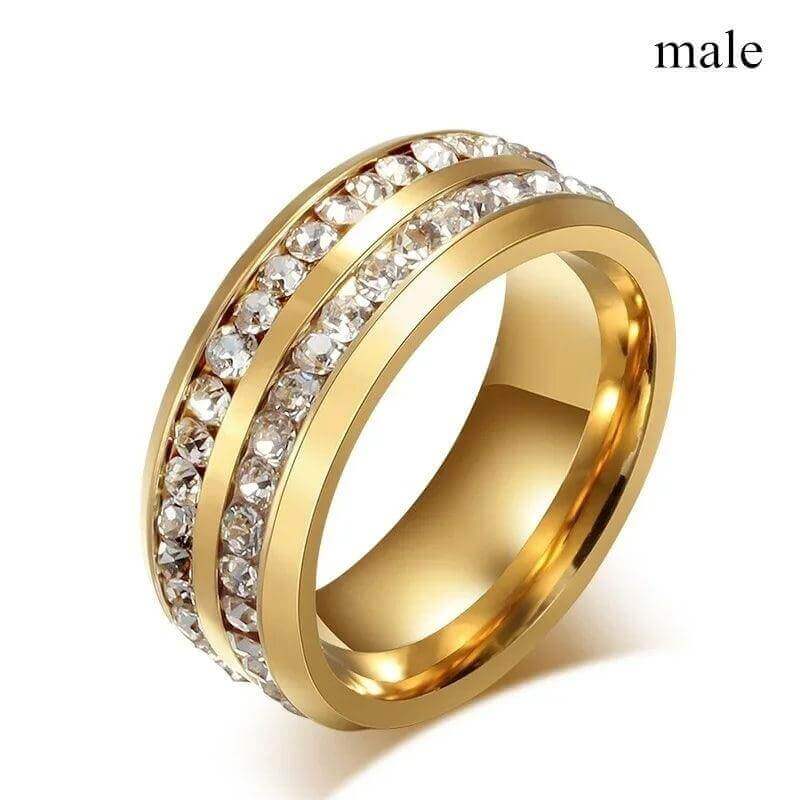 Couple Rings Set – Zirconia & Stainless Steel Wedding Jewelry - Viva Bella