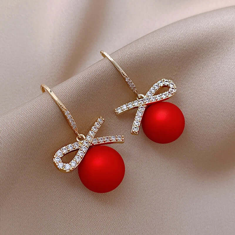 Luxury Gold Color Zircon Bowknot Stud Earrings - Viva Bella