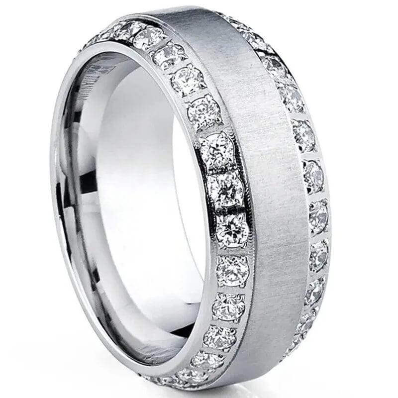 Couple Rings Set – Zirconia & Stainless Steel Wedding Jewelry - Viva Bella