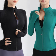 Full Zip Yoga Jacket - Long Sleeve Fitness Running Top - Viva Bella