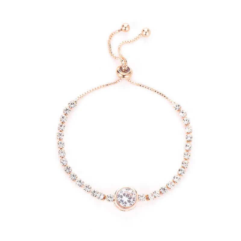 18K Gold Plated Rhinestone Bracelet – Square Zircon Adjustable Design - Viva Bella