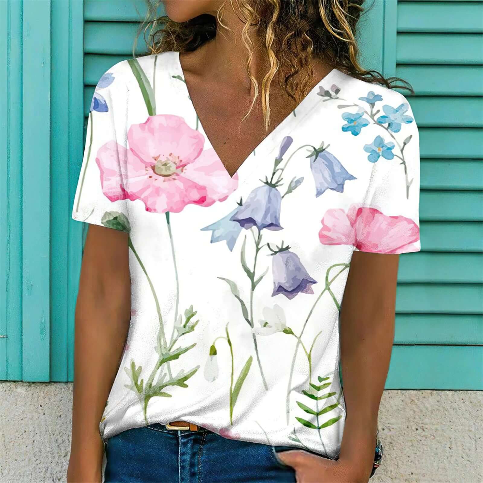 Women V-neck 3d Dragonfly Print T Shirt - Viva Bella
