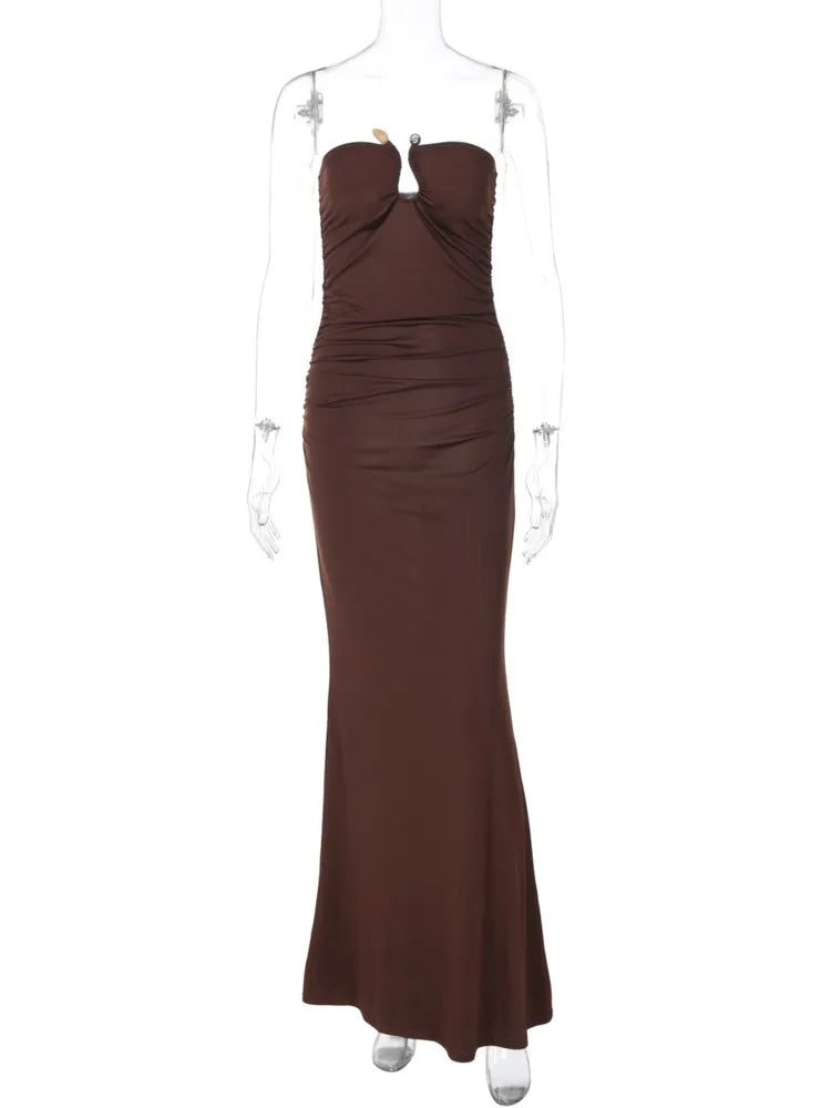 Off-Shoulder Backless Maxi Dress – Elegant & Sexy Bodycon Fit - Viva Bella