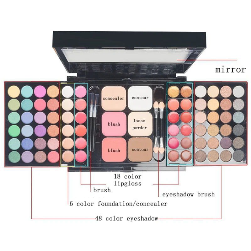 78-Color Glitter Eyeshadow Palette – Matte + Shimmer Combo