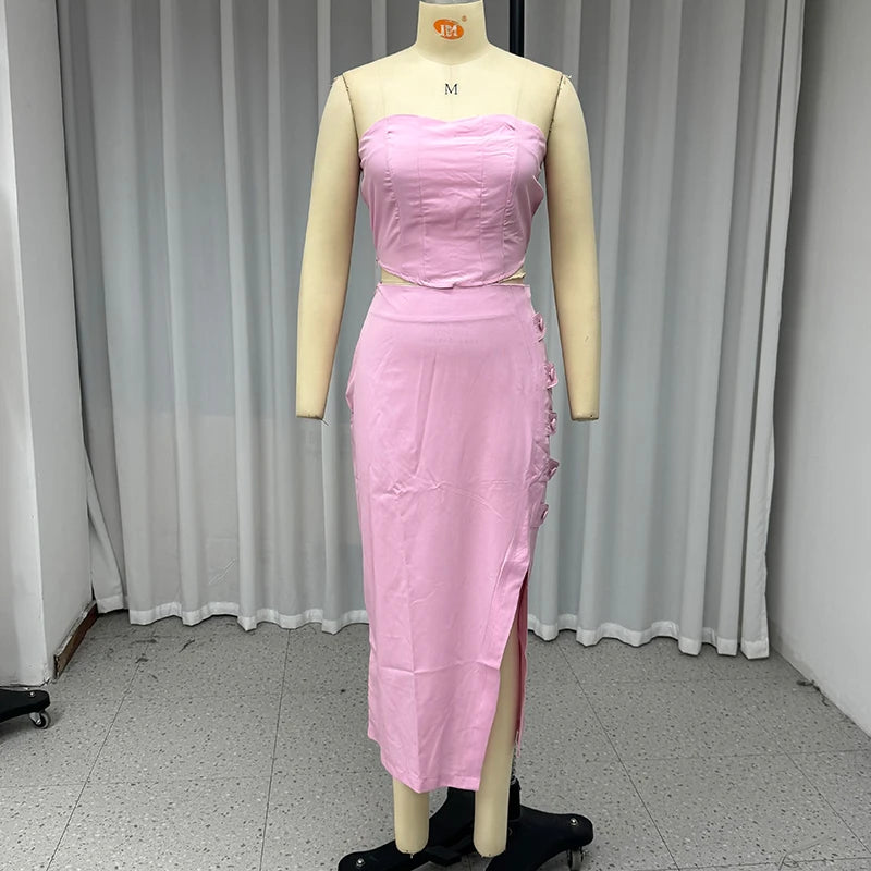Strapless Tube Set with Slit Skirt – Bold Meets Bare