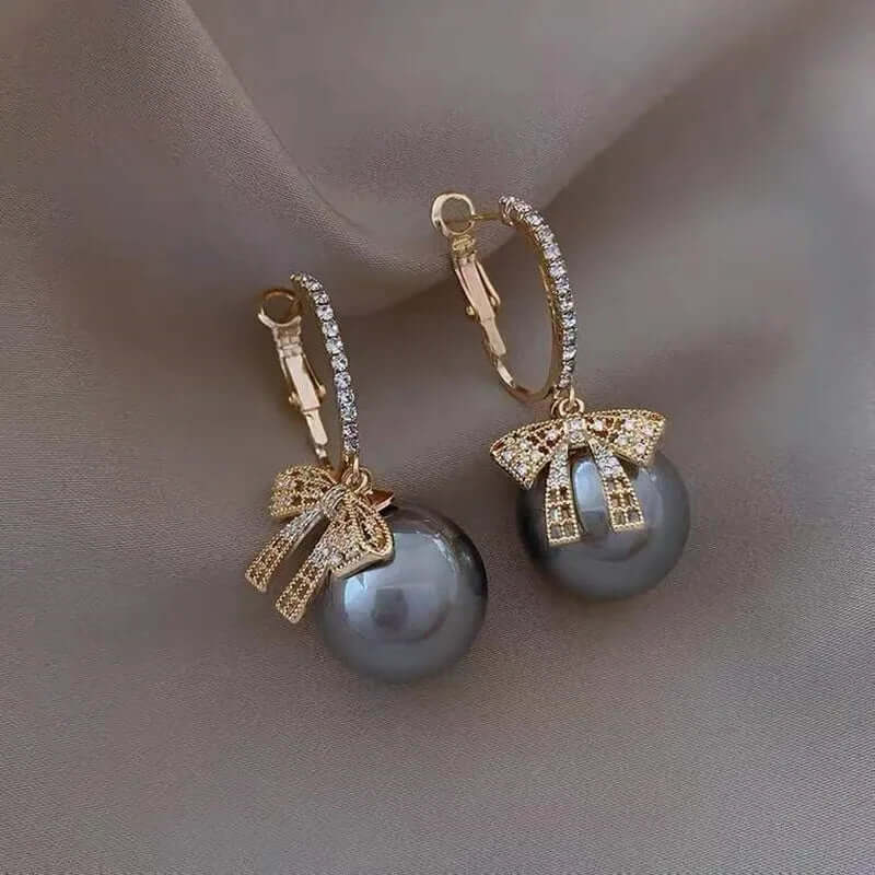 Luxury Gold Color Zircon Bowknot Stud Earrings - Viva Bella