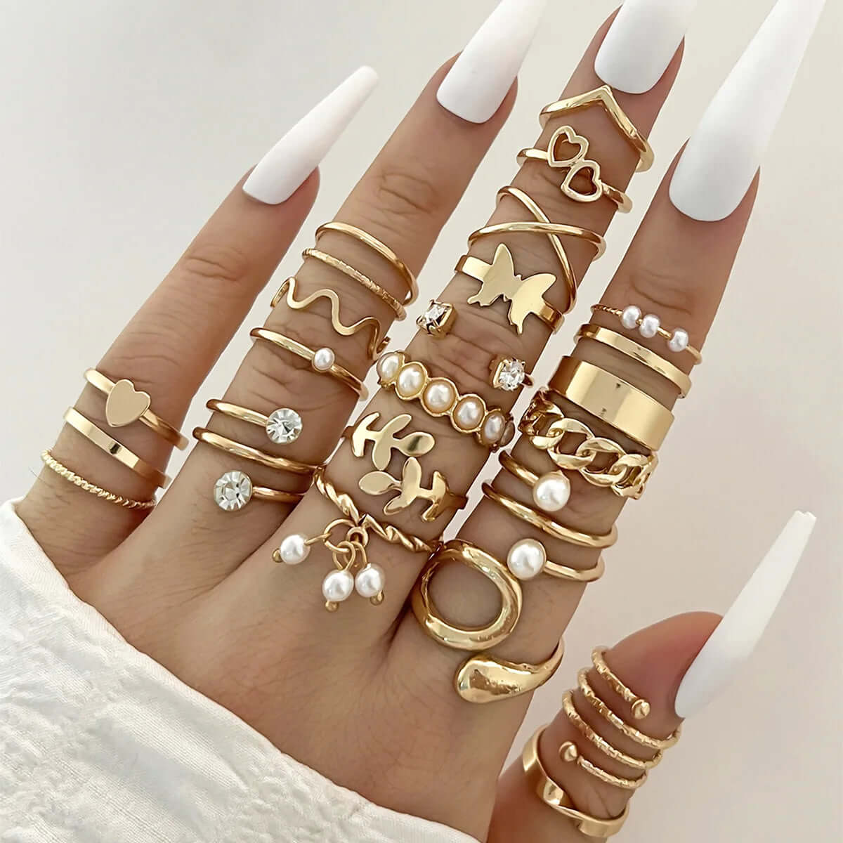 Fashion Simple Wave Joint Rings Set - Viva Bella