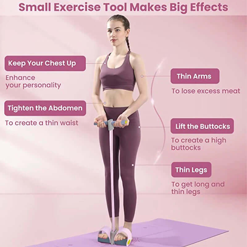 Four-Tube Pedal Tensioner Multi-Functional Household Fitness Equipment Yoga Abdominal Strengthening Elastic Band Tension Rope - Viva Bella