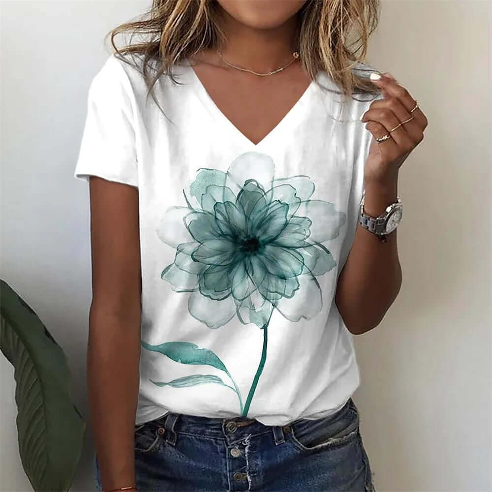 Women V-neck 3d Dragonfly Print T Shirt - Viva Bella