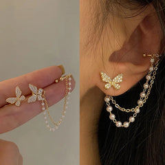 Rhinestone Butterfly Stud Earrings - Viva Bella