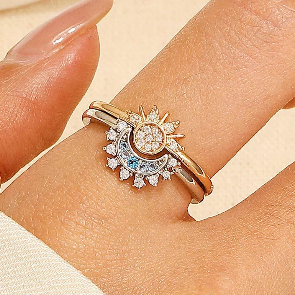 Sparkling Moon Sun Star Ring - Viva Bella
