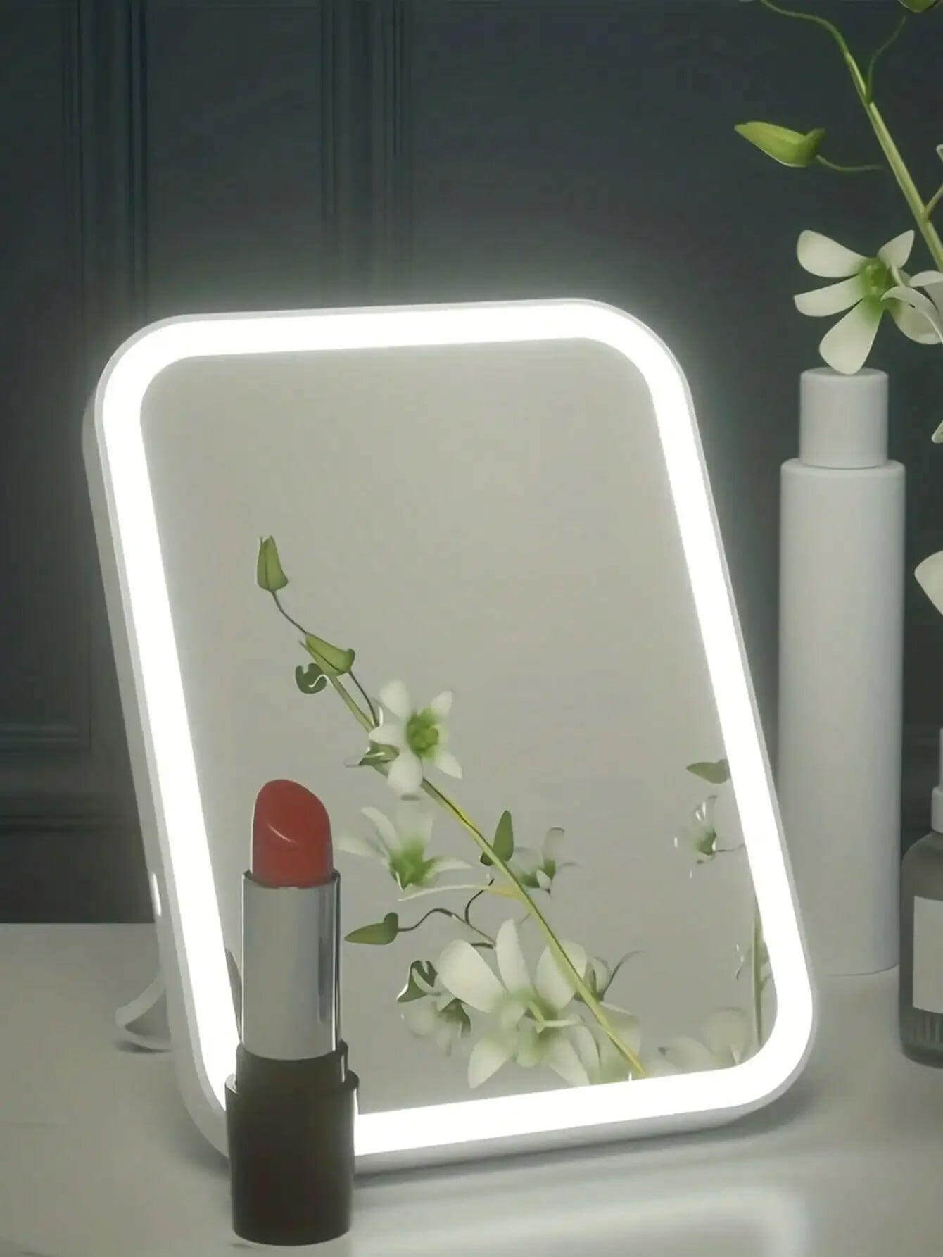 LED Makeup Mirror with Light - USB or AA Powered, Folding Design - Viva Bella