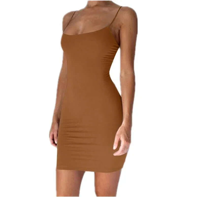 Summer Spaghetti Strap Mini Dress 2024 Women Sexy Bodycon Club Party Dresses Short Female Camisole Solid Black Sheath Sundress - Viva Bella