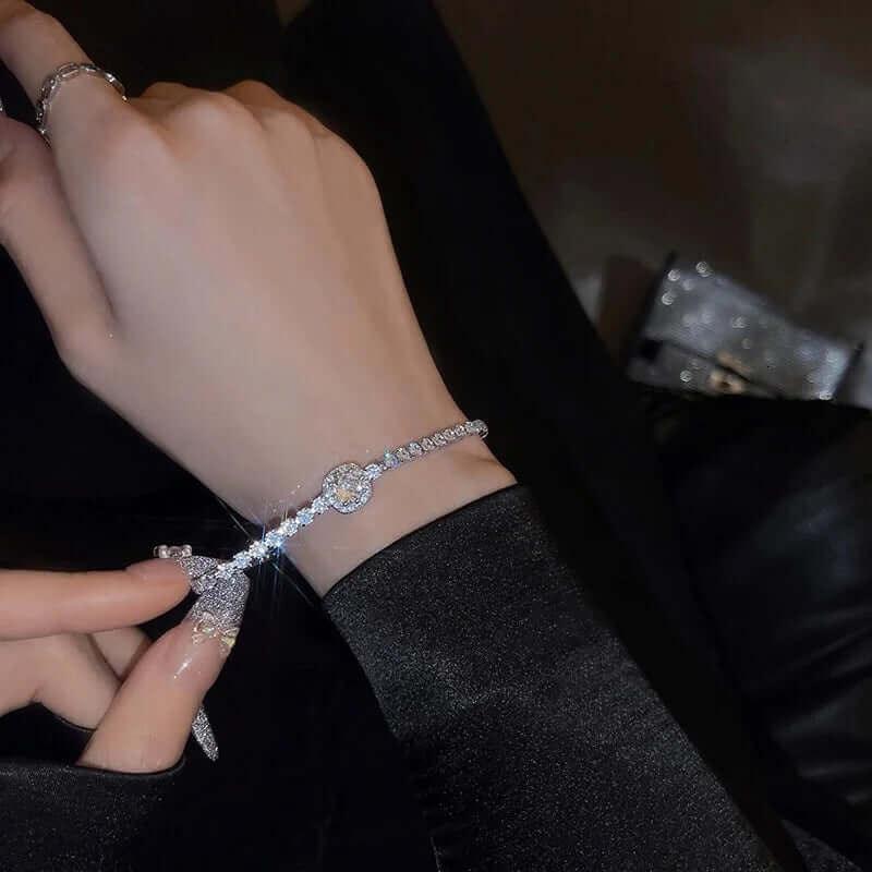 18K Gold Plated Rhinestone Bracelet – Square Zircon Adjustable Design - Viva Bella