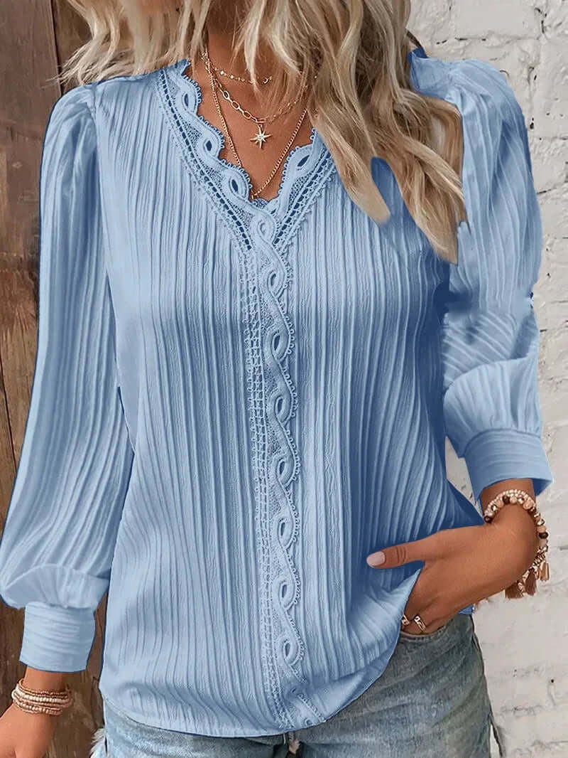 Fashion V-neck Patchwork Tops - Viva Bella