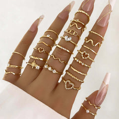 Fashion Simple Wave Joint Rings Set - Viva Bella