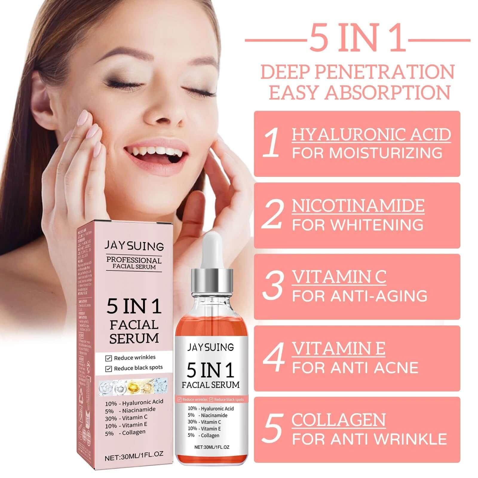 5 In 1 Facial Serum Fade Fine Lines - Viva Bella