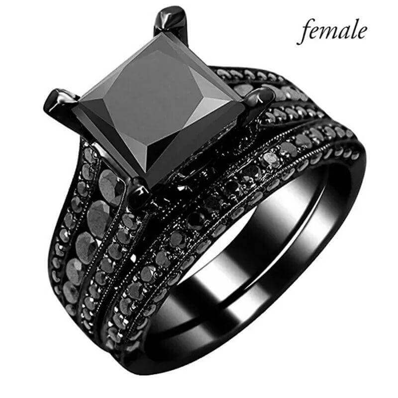 Couple Rings Set – Zirconia & Stainless Steel Wedding Jewelry - Viva Bella