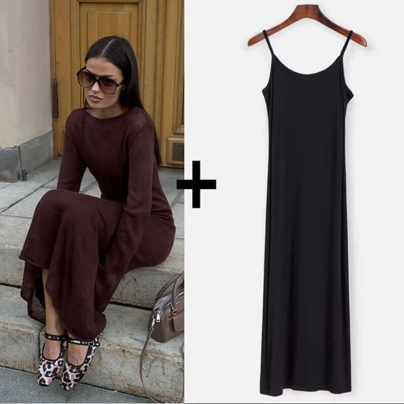 Elegant Knit Sweater Dress – Chic O-Neck Style for Spring & Autumn 2024 - Viva Bella