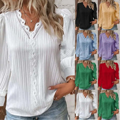 Fashion V-neck Patchwork Tops - Viva Bella