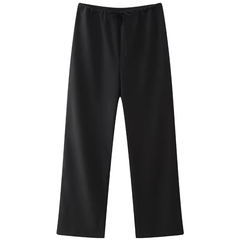 Satin Halter Crop Top & High-Waist Trousers Set – Luxe Elegance - Viva Bella