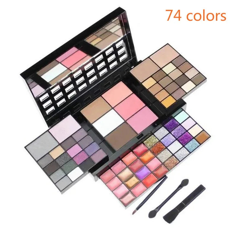 78-Color Glitter Eyeshadow Palette – Matte + Shimmer Combo