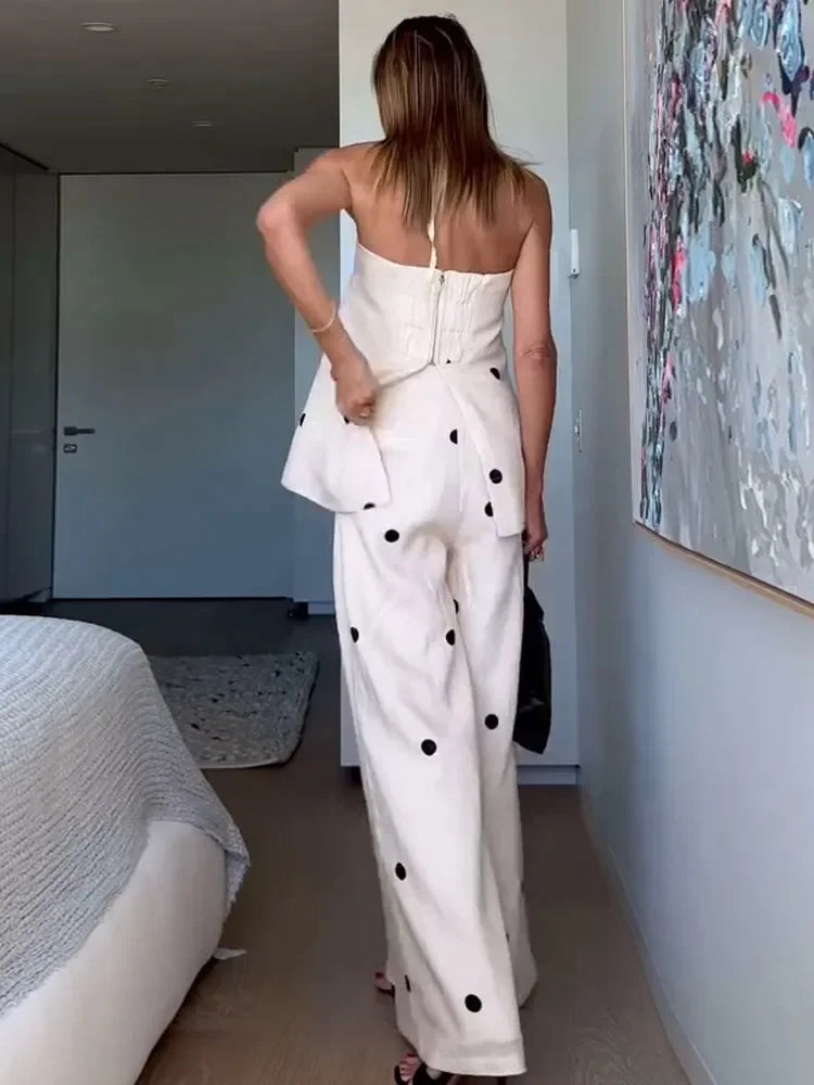 Fashionable Loose-Fit Casual Women's Suit Cross-Border New Style Strapless Top And Trousers Bohemian Chic Sensibility Design - Viva Bella