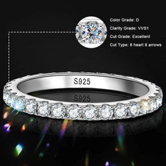 Moissanite Eternity Band – 2mm Sterling Silver & 18K Gold Ring - Viva Bella