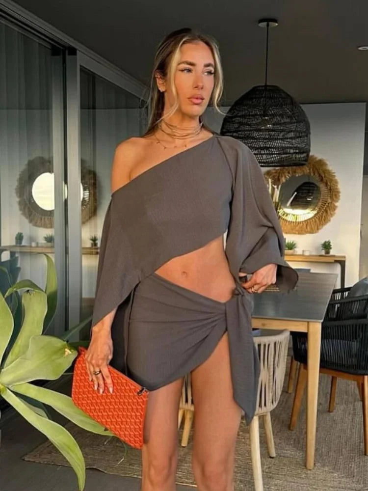 White Linen Crop & Skirt Set – Summer Ease in Two Pieces