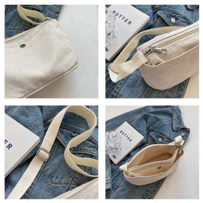 Small Canvas Crossbody Bag - Y2K Korean Style Shoulder Bag - Viva Bella