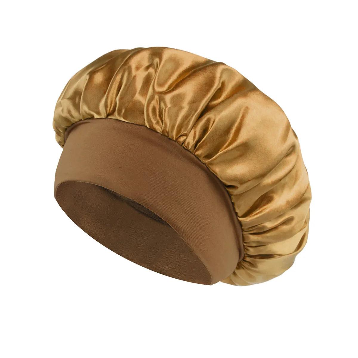 1pcs Soft Silk Satin Lined Bonnet Large Satin Hair Bonnet Household Sleep Shower Cap Hair Wrap Cover for Long Hair Salon Tool - Viva Bella