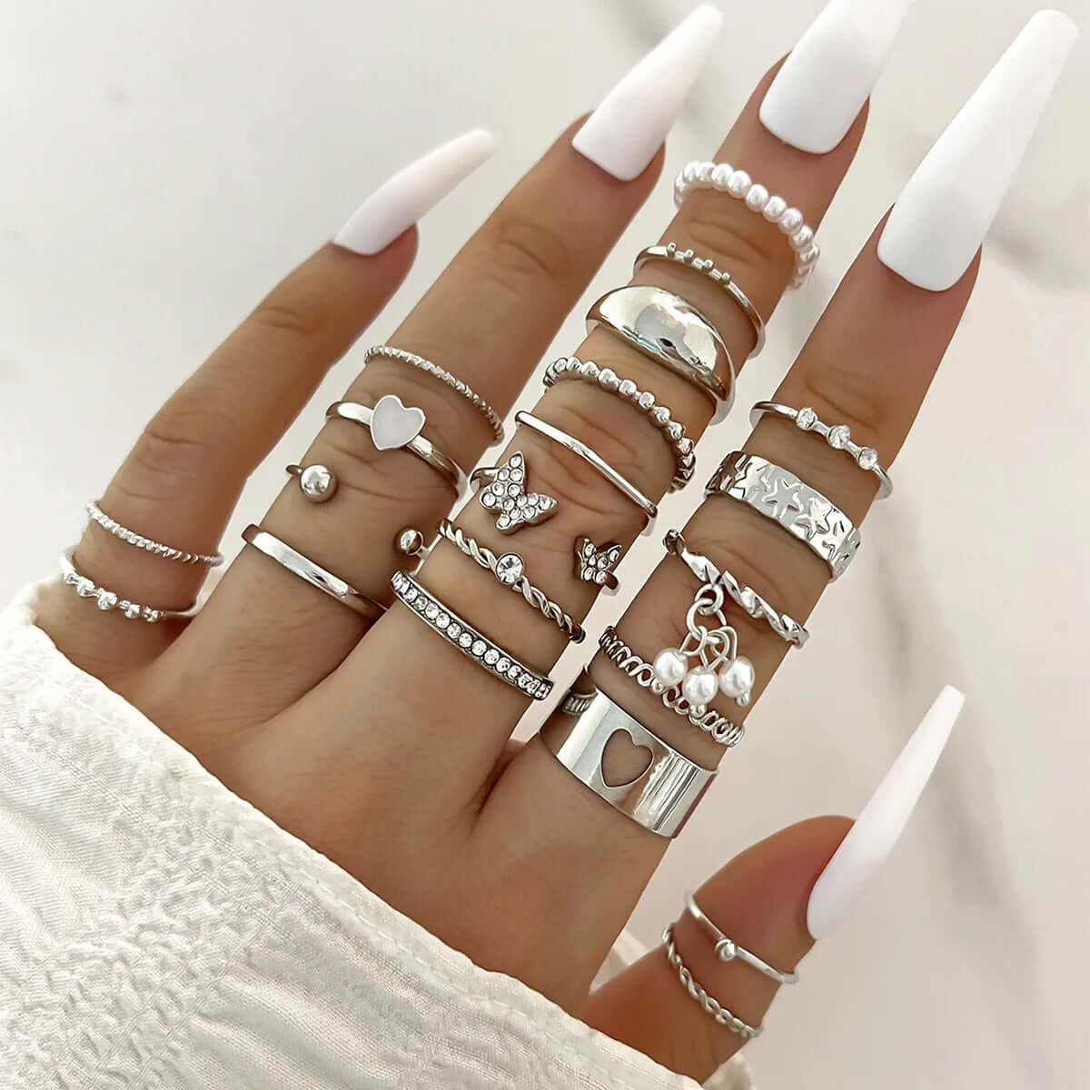 Fashion Simple Wave Joint Rings Set - Viva Bella