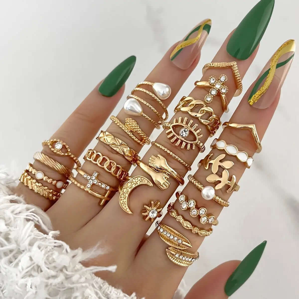Fashion Simple Wave Joint Rings Set - Viva Bella
