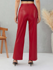 High-Waist PU Leather Trousers – Edgy & Comfortable - Viva Bella