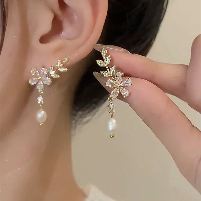 Zircon Flower Crystal Earrings - Viva Bella