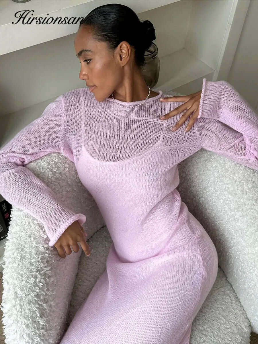 Elegant Knit Sweater Dress – Chic O-Neck Style for Spring & Autumn 2024 - Viva Bella