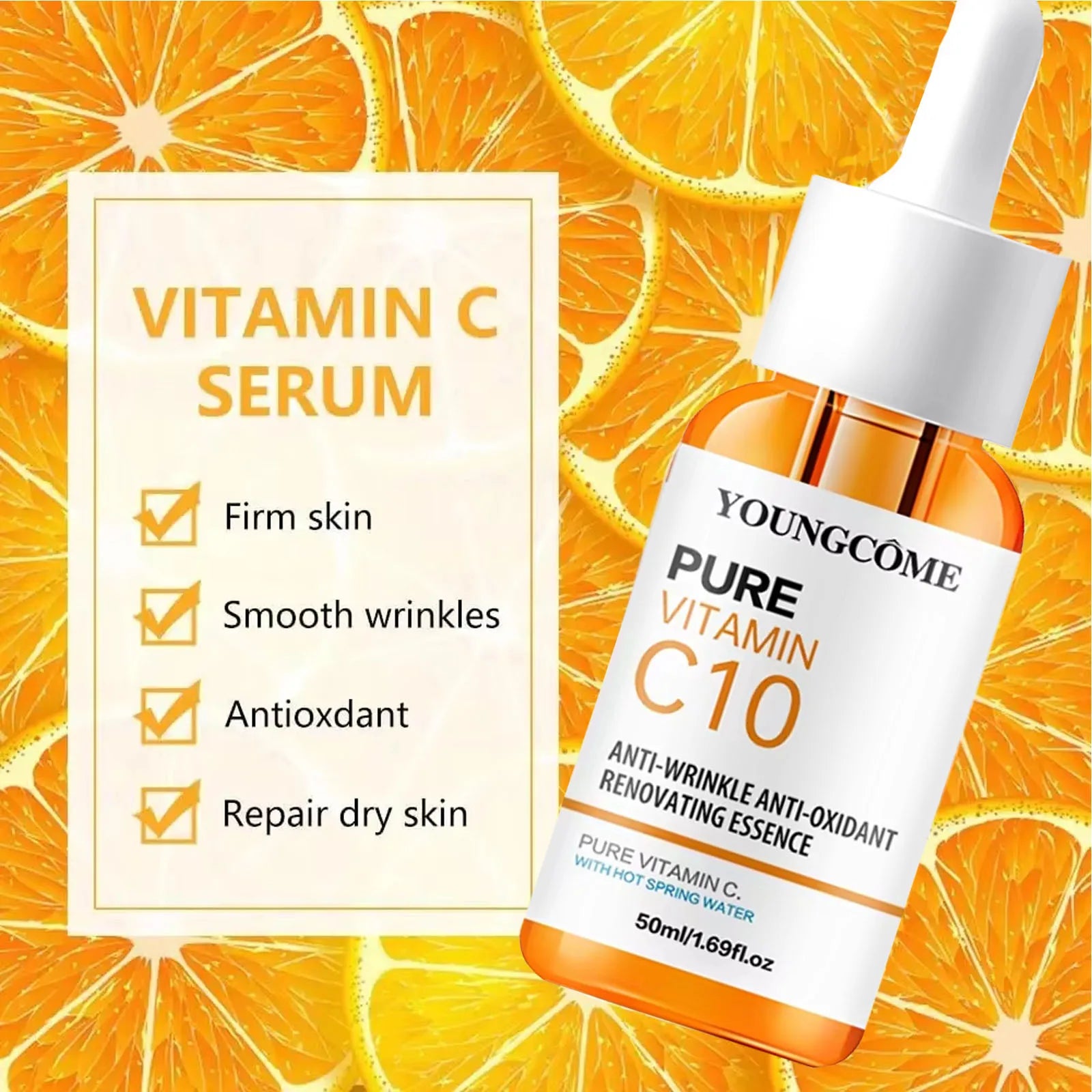 Vitamin C Facial Essence Hyaluronic Acid Dark Skin Brighten Serum Fade Fine Lines Moisturizing Repair Dull Serum Face Skin Care - Viva Bella