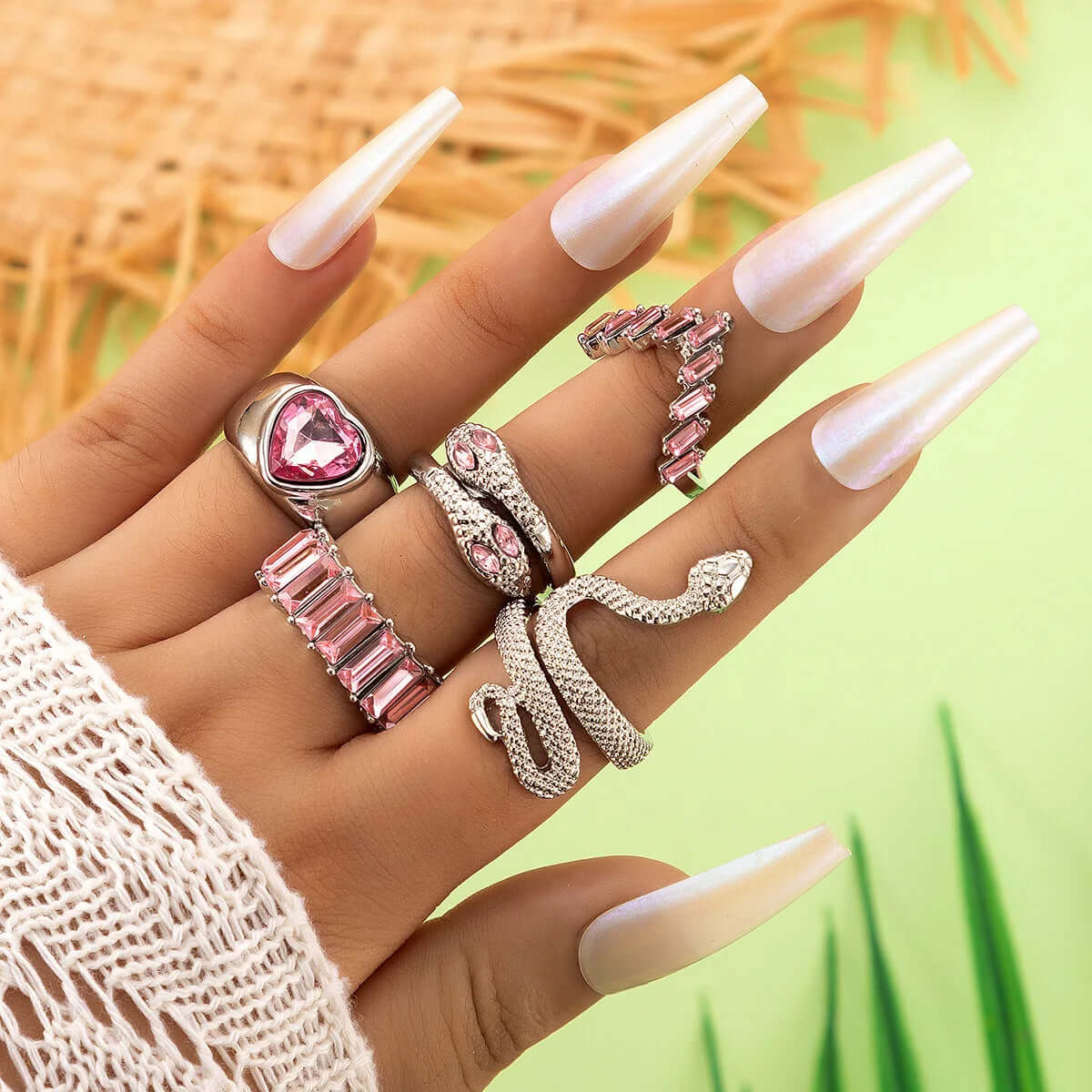 Vintage Long Snake Ring Set For Women - Viva Bella