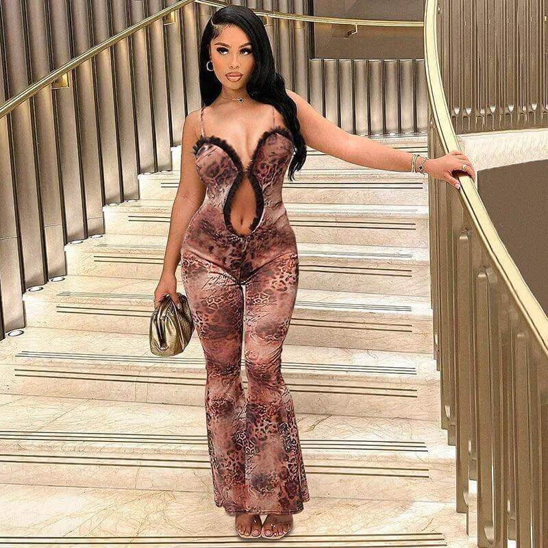 Luxury Furry Halter Dress – Split Evening Gown for Special Occasions - Viva Bella
