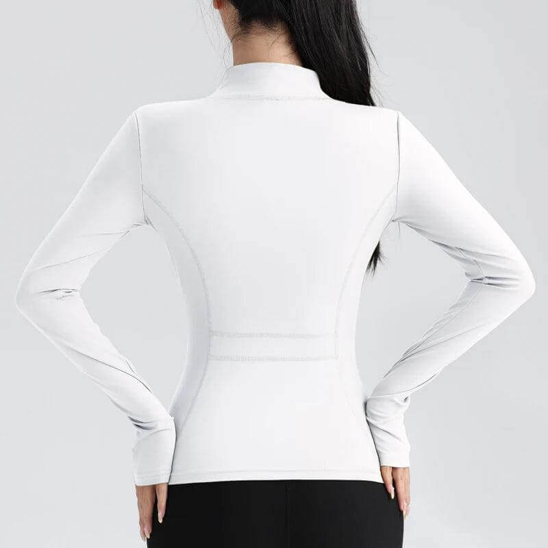 Full Zip Yoga Jacket - Long Sleeve Fitness Running Top - Viva Bella