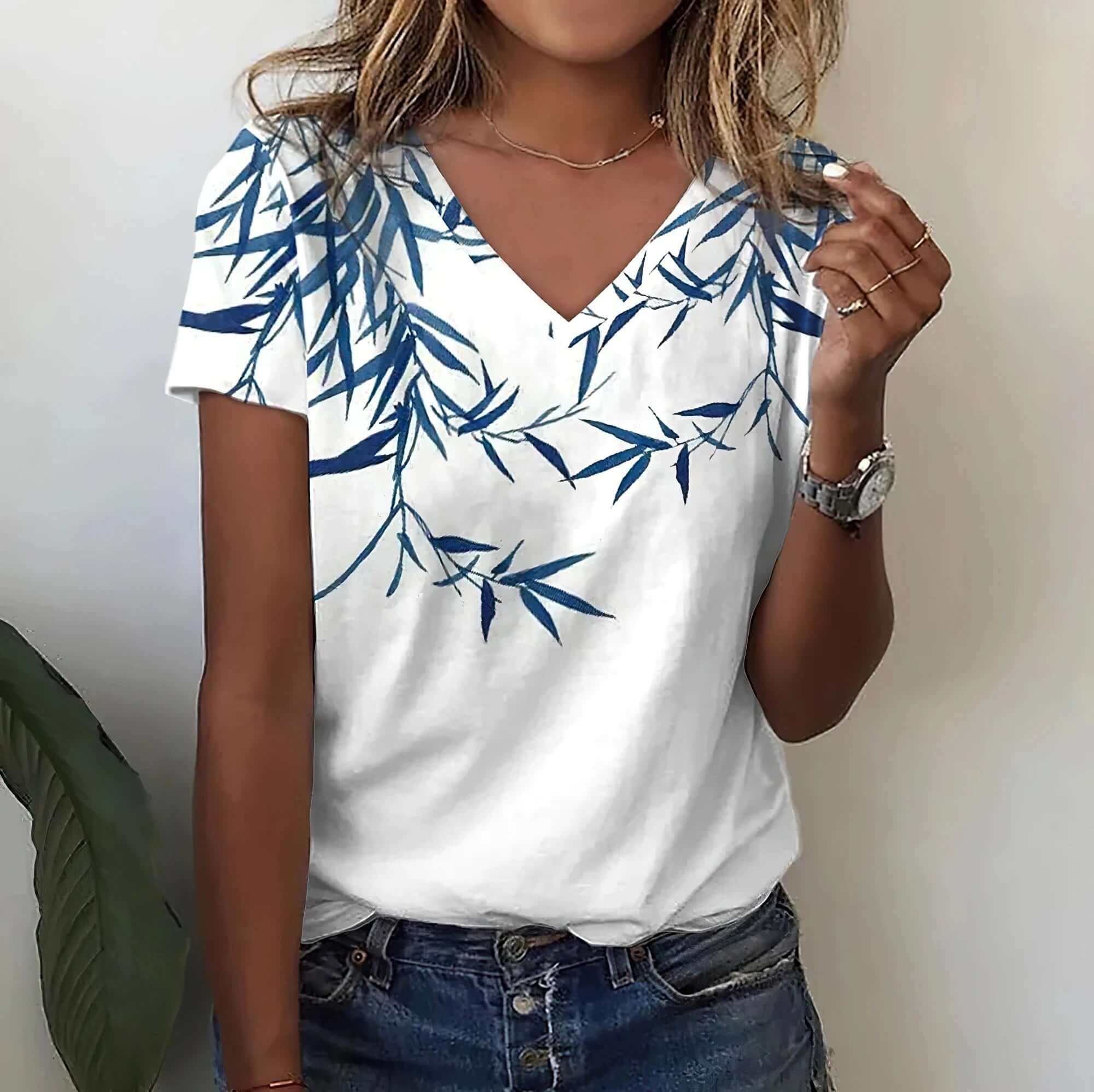 Women V-neck 3d Dragonfly Print T Shirt - Viva Bella