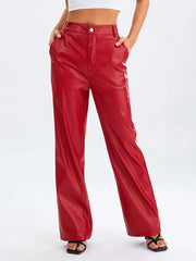High-Waist PU Leather Trousers – Edgy & Comfortable - Viva Bella