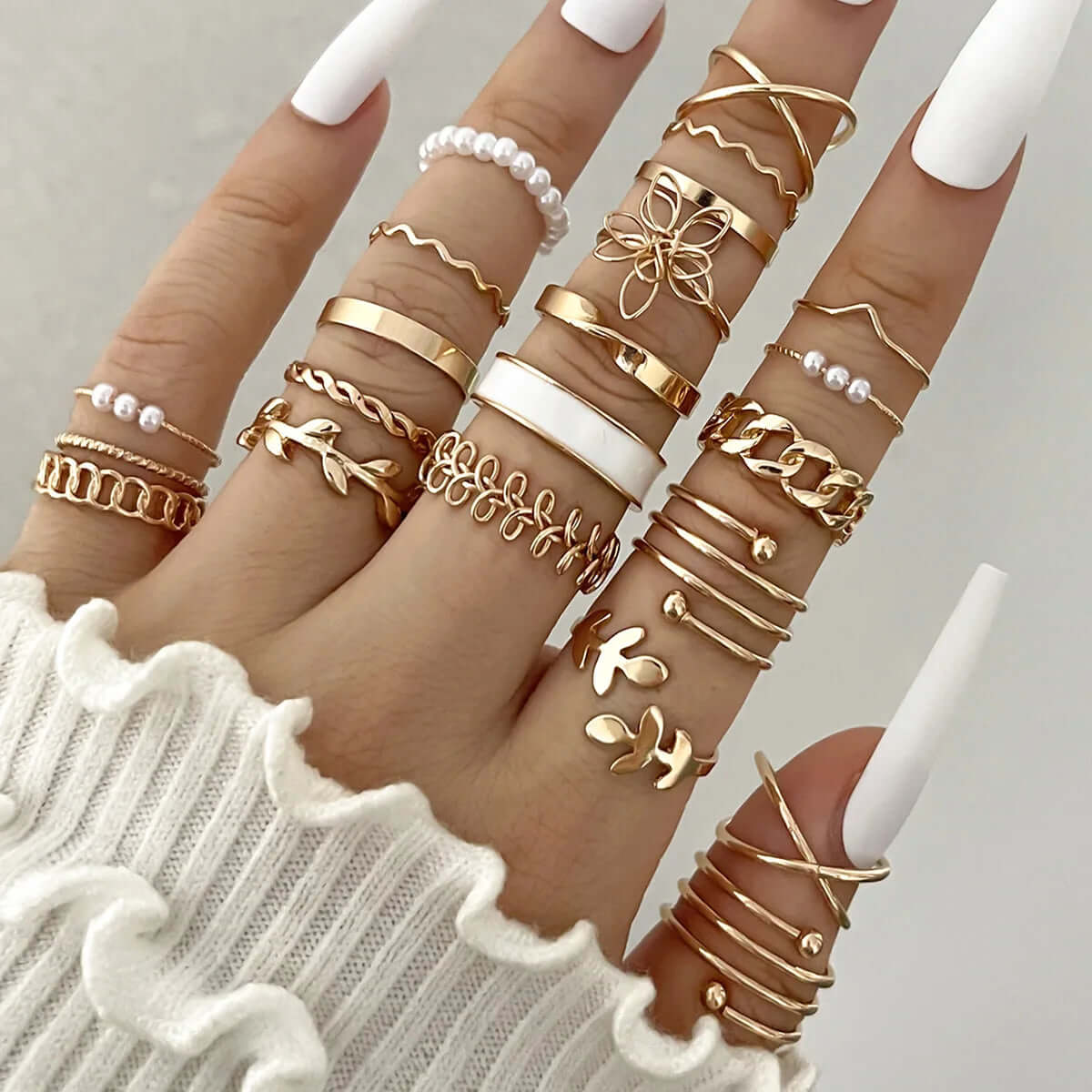 Fashion Simple Wave Joint Rings Set - Viva Bella