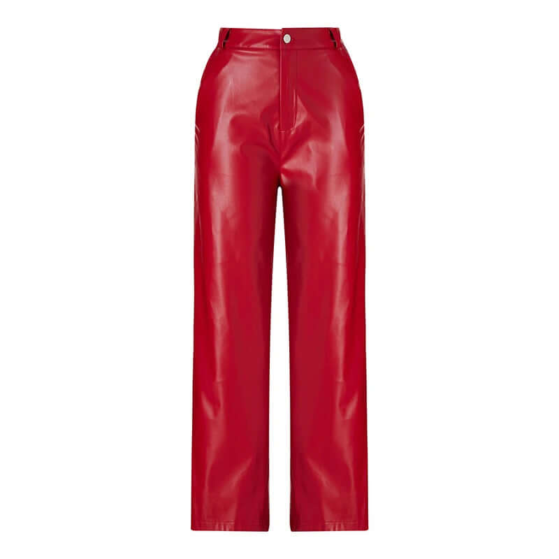 High-Waist PU Leather Trousers – Edgy & Comfortable - Viva Bella
